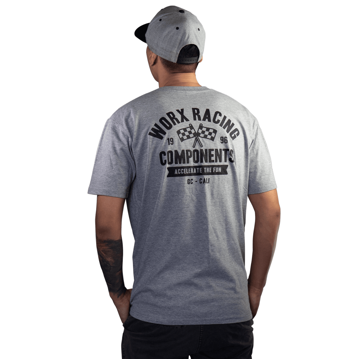 Grey Short Sleeve T Shirt USA Worx Racing Components